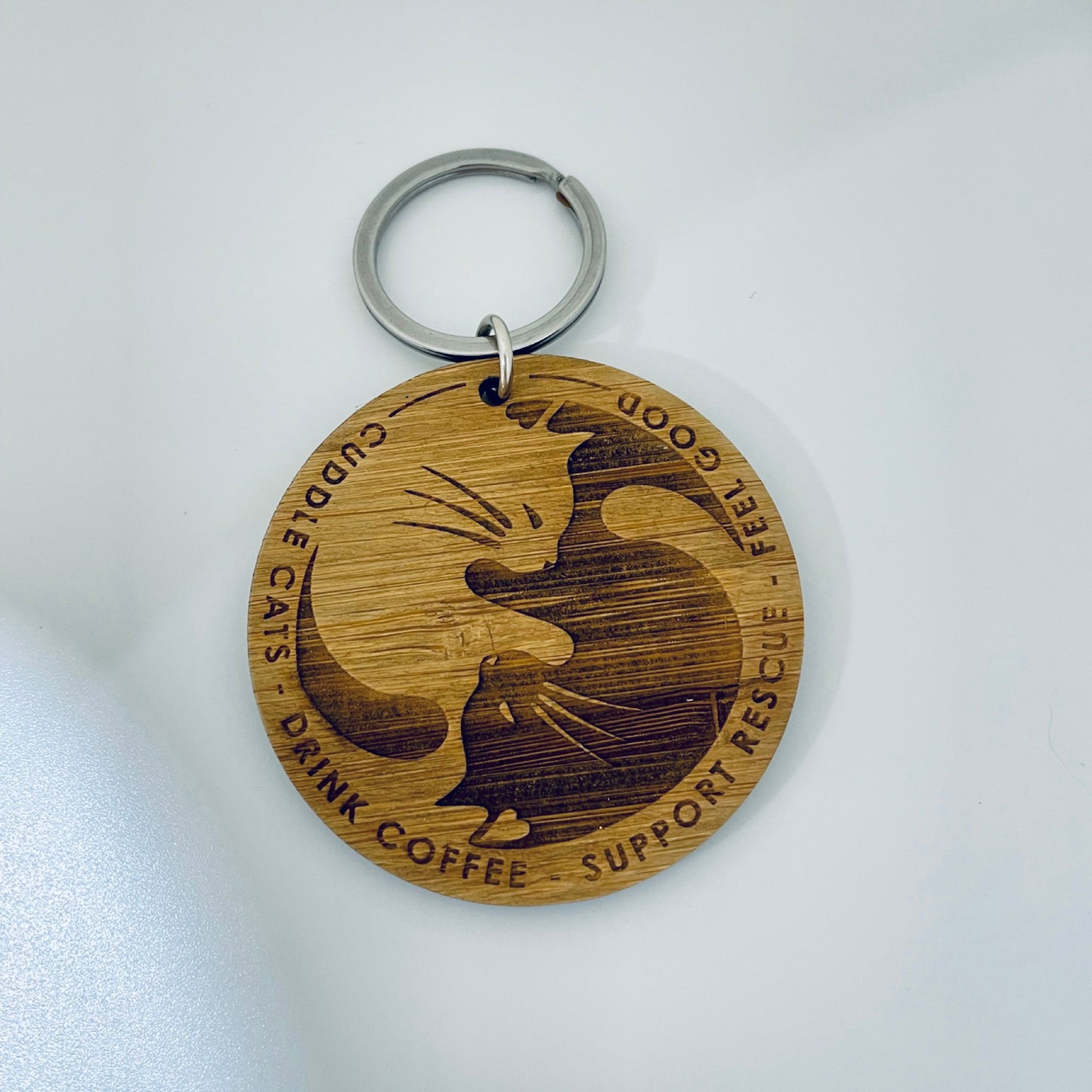 Engraved Bamboo Keyring